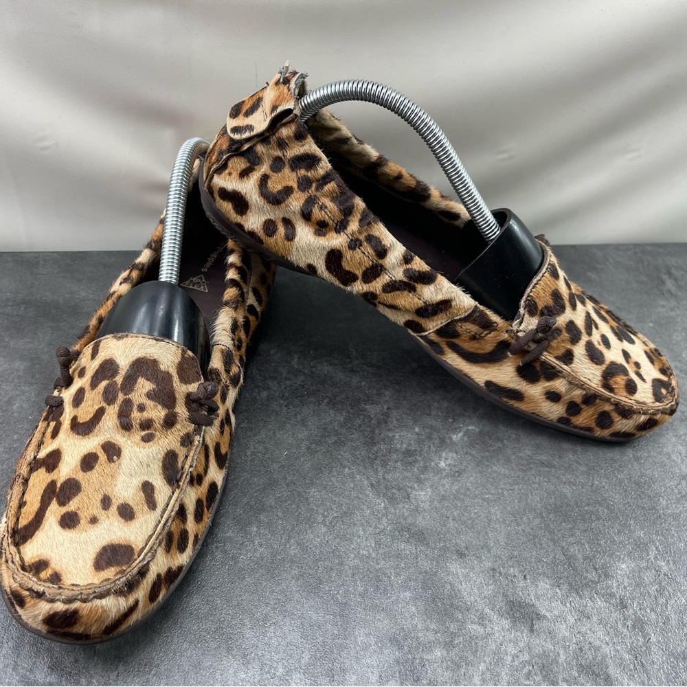 Hush Puppies Ceil Women’s Shoes Brown 11 M Cheetah Print Fur Ballet Flat Loafers